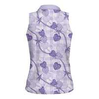 Anthurium Pikake Ti Leaf Palaka Women Sleeveless Polo Shirt Purple Version