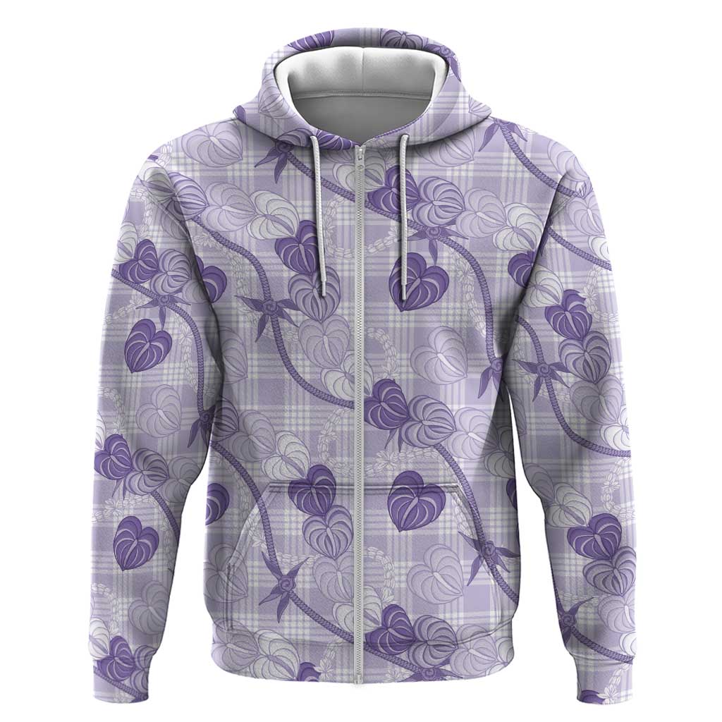 Anthurium Pikake Ti Leaf Palaka Zip Hoodie Purple Version
