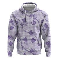 Anthurium Pikake Ti Leaf Palaka Zip Hoodie Purple Version