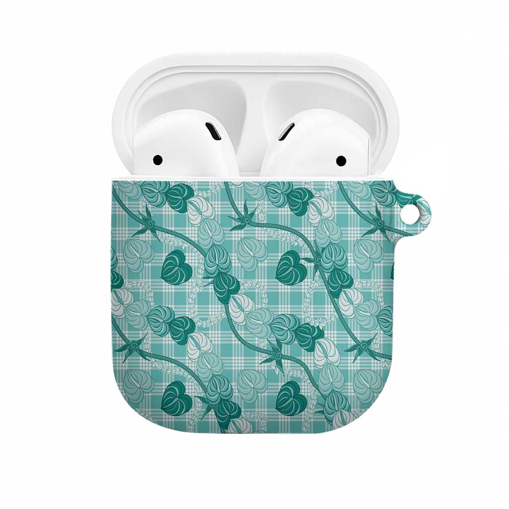 Anthurium Pikake Ti Leaf Palaka AirPods Case Turquoise Version LT01 Turquoise - Polynesian Pride