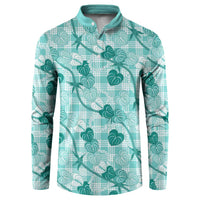 Anthurium Pikake Ti Leaf Palaka Button Sweatshirt Turquoise Version