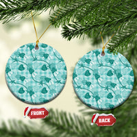 Anthurium Pikake Ti Leaf Palaka Ceramic Ornament Turquoise Version LT01 Circle Turquoise - Polynesian Pride