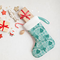 Anthurium Pikake Ti Leaf Palaka Christmas Stocking Turquoise Version LT01 - Polynesian Pride