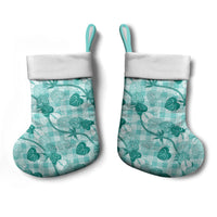 Anthurium Pikake Ti Leaf Palaka Christmas Stocking Turquoise Version LT01 - Polynesian Pride