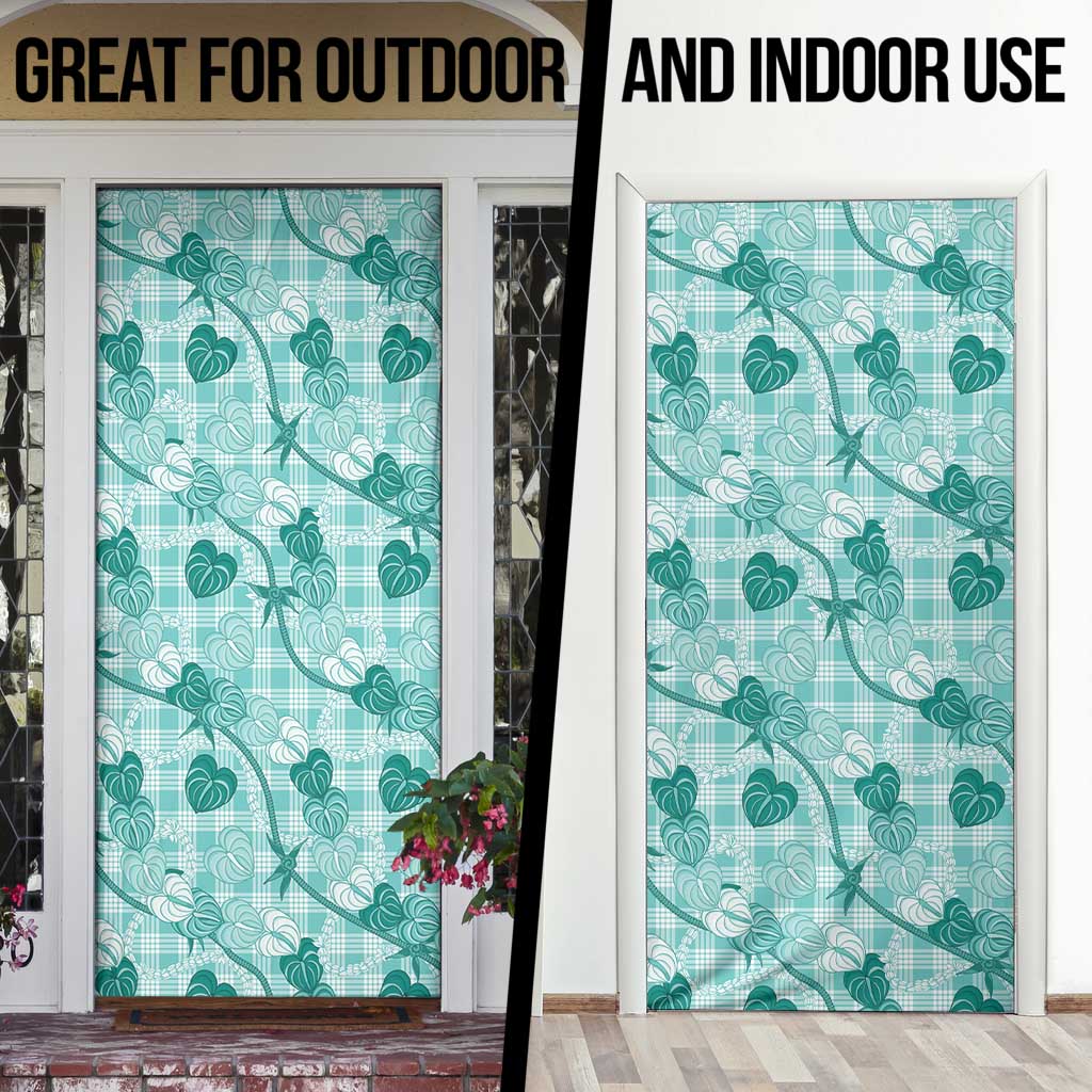 Anthurium Pikake Ti Leaf Palaka Door Cover Turquoise Version