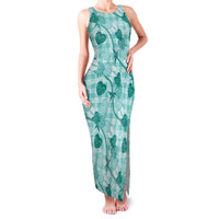 Anthurium Pikake Ti Leaf Palaka Family Matching Tank Maxi Dress and Hawaiian Shirt Turquoise Version