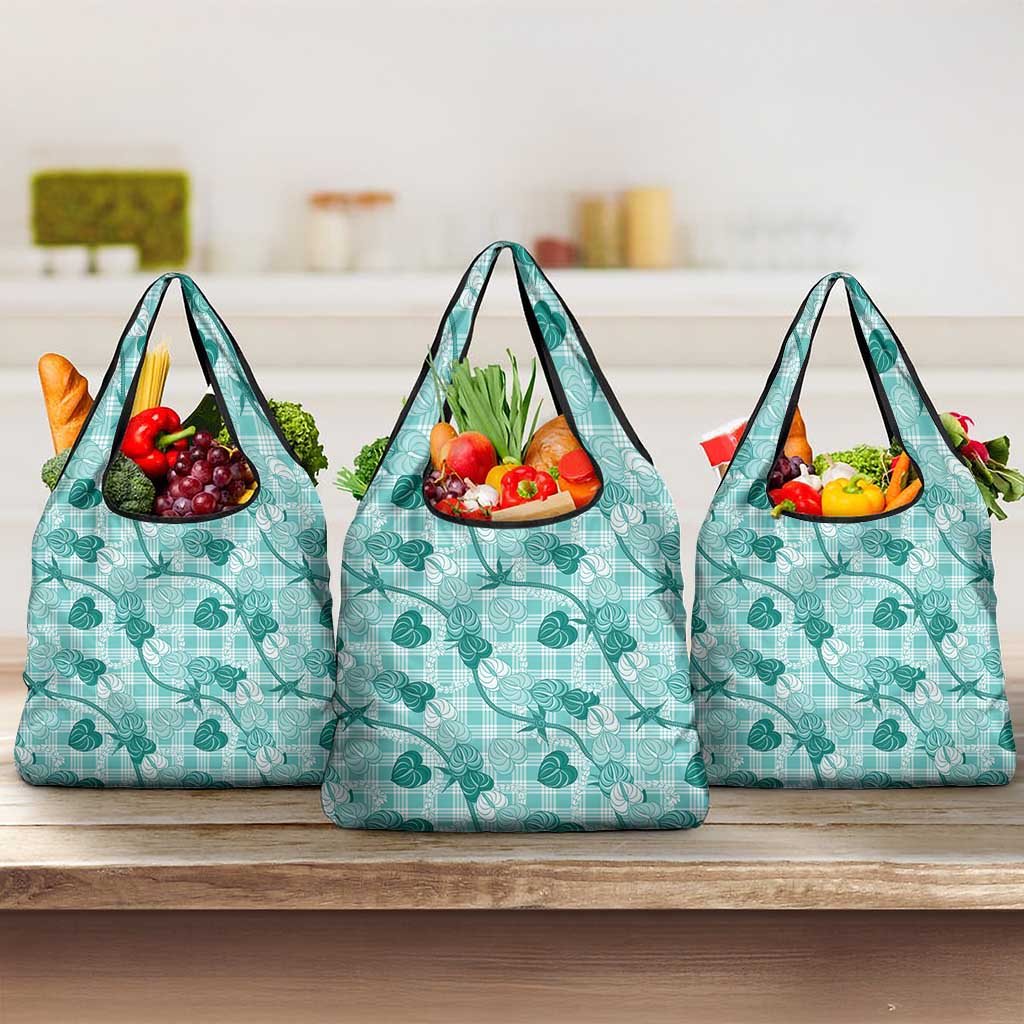 Anthurium Pikake Ti Leaf Palaka Grocery Bag Turquoise Version