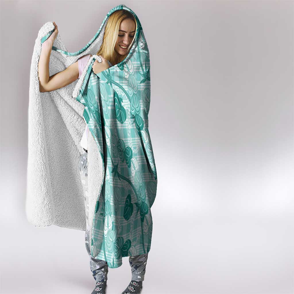 Anthurium Pikake Ti Leaf Palaka Hooded Blanket Turquoise Version