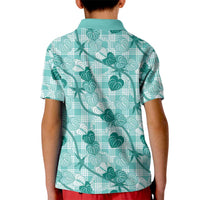 Anthurium Pikake Ti Leaf Palaka Kid Polo Shirt Turquoise Version