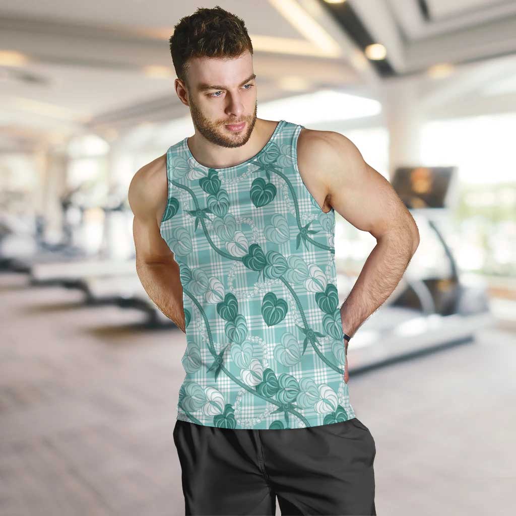 Anthurium Pikake Ti Leaf Palaka Men Tank Top Turquoise Version