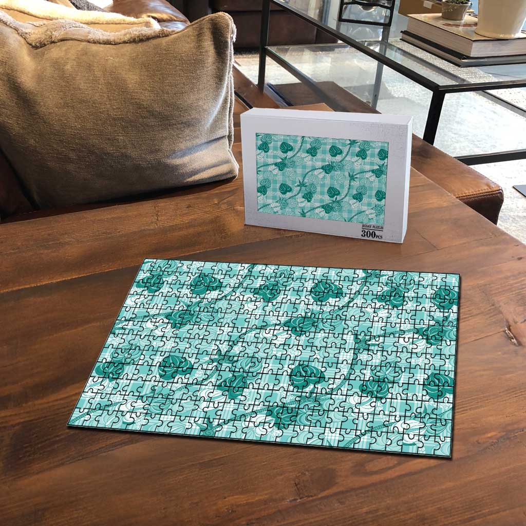 Anthurium Pikake Ti Leaf Palaka Puzzle Turquoise Version