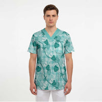 Anthurium Pikake Ti Leaf Palaka Scrub Top Turquoise Version