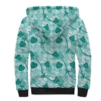 Anthurium Pikake Ti Leaf Palaka Sherpa Hoodie Turquoise Version