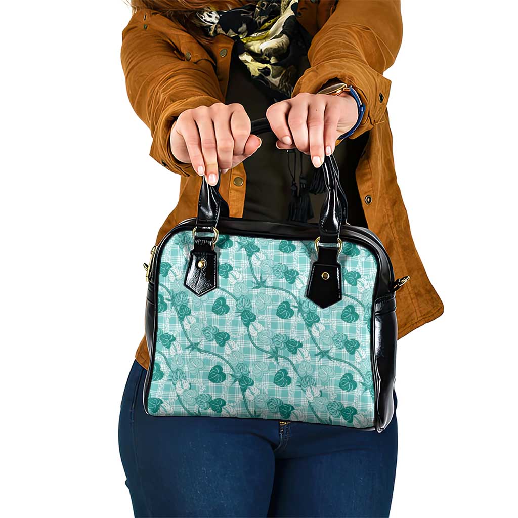 Anthurium Pikake Ti Leaf Palaka Shoulder Handbag Turquoise Version LT01 One Size Turquoise - Polynesian Pride