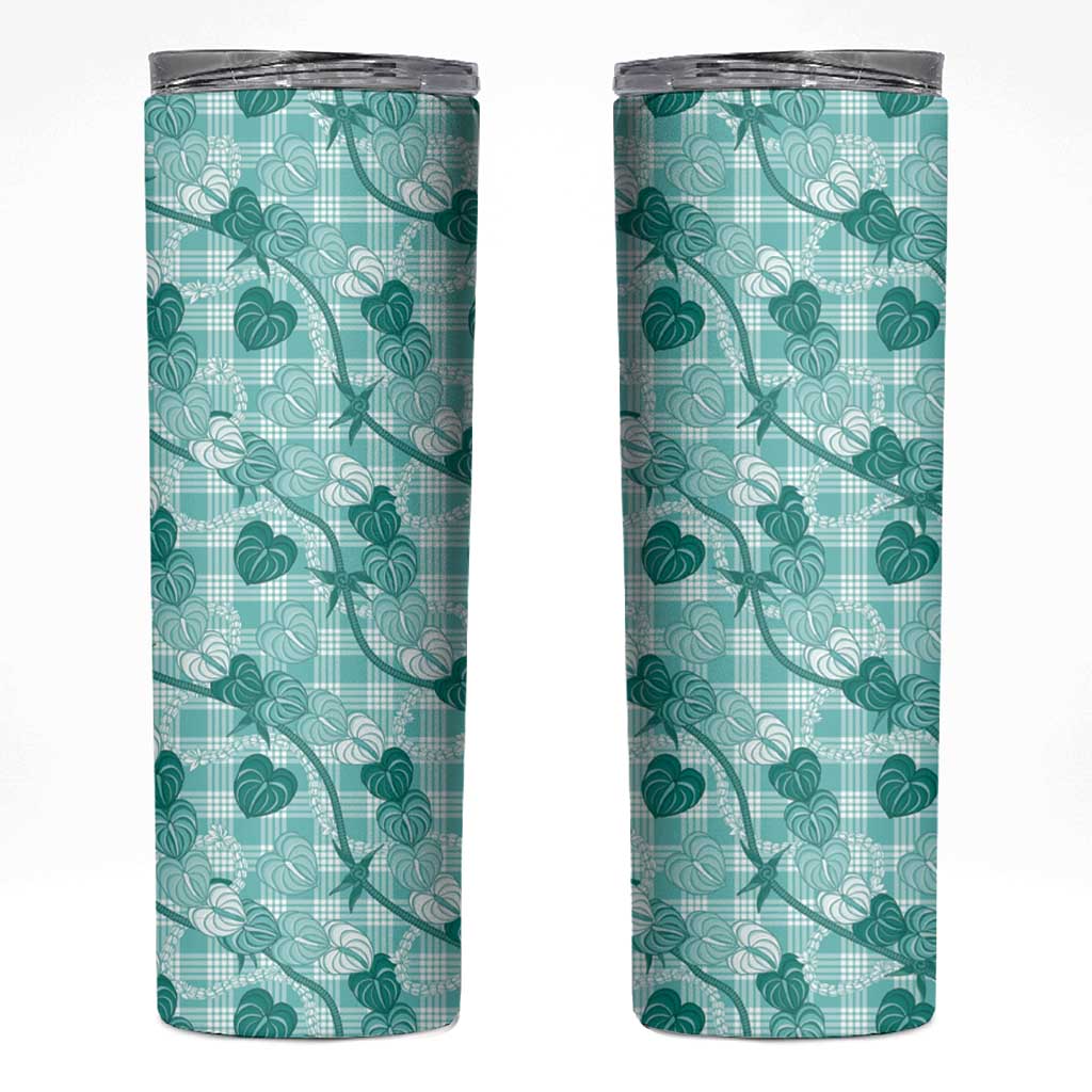 Anthurium Pikake Ti Leaf Palaka Skinny Tumbler Turquoise Version