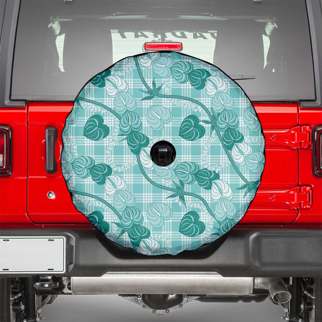 Anthurium Pikake Ti Leaf Palaka Spare Tire Cover Turquoise Version