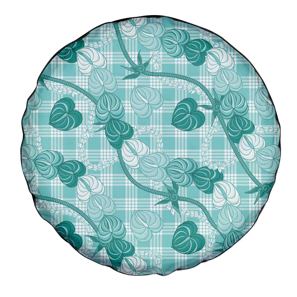 Anthurium Pikake Ti Leaf Palaka Spare Tire Cover Turquoise Version