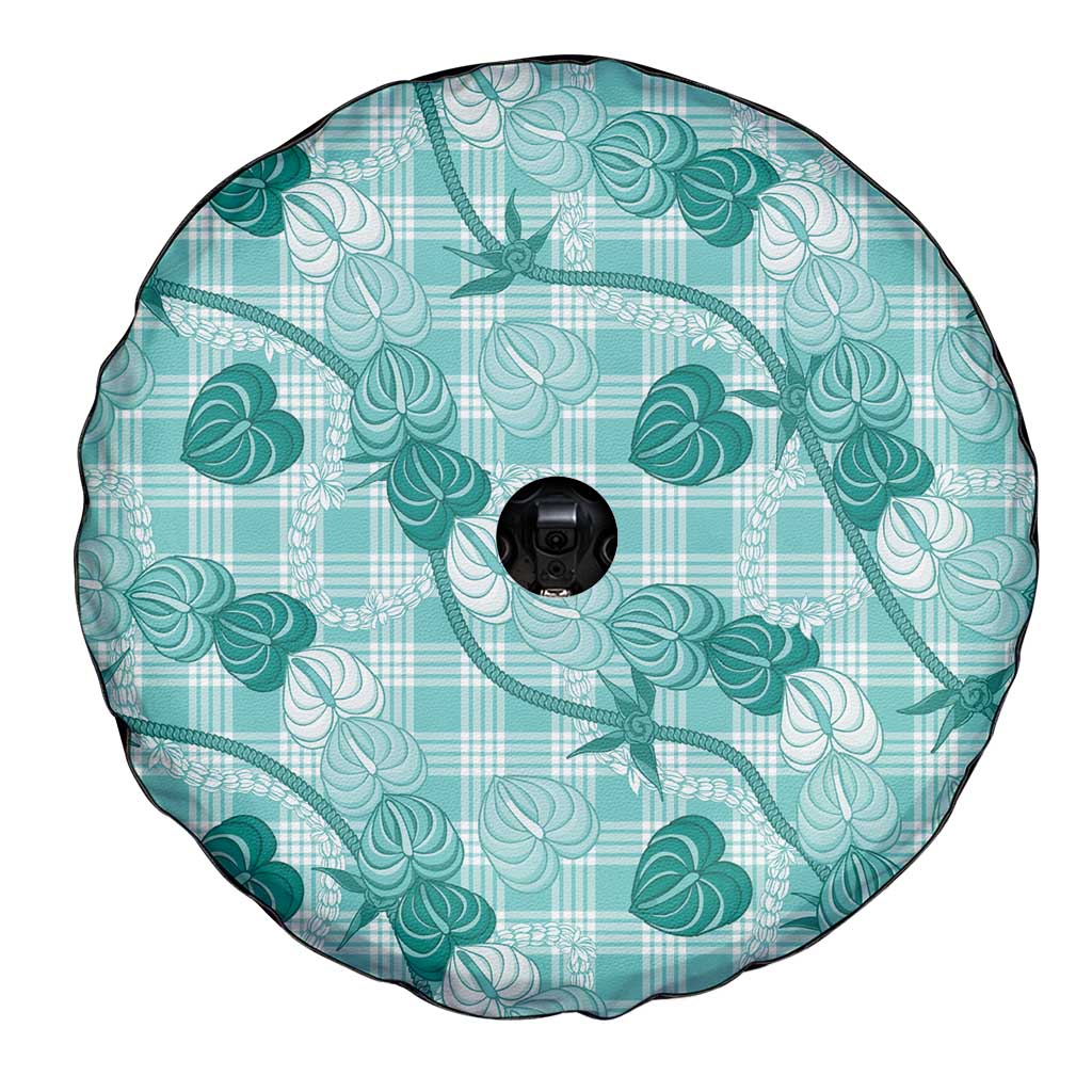 Anthurium Pikake Ti Leaf Palaka Spare Tire Cover Turquoise Version