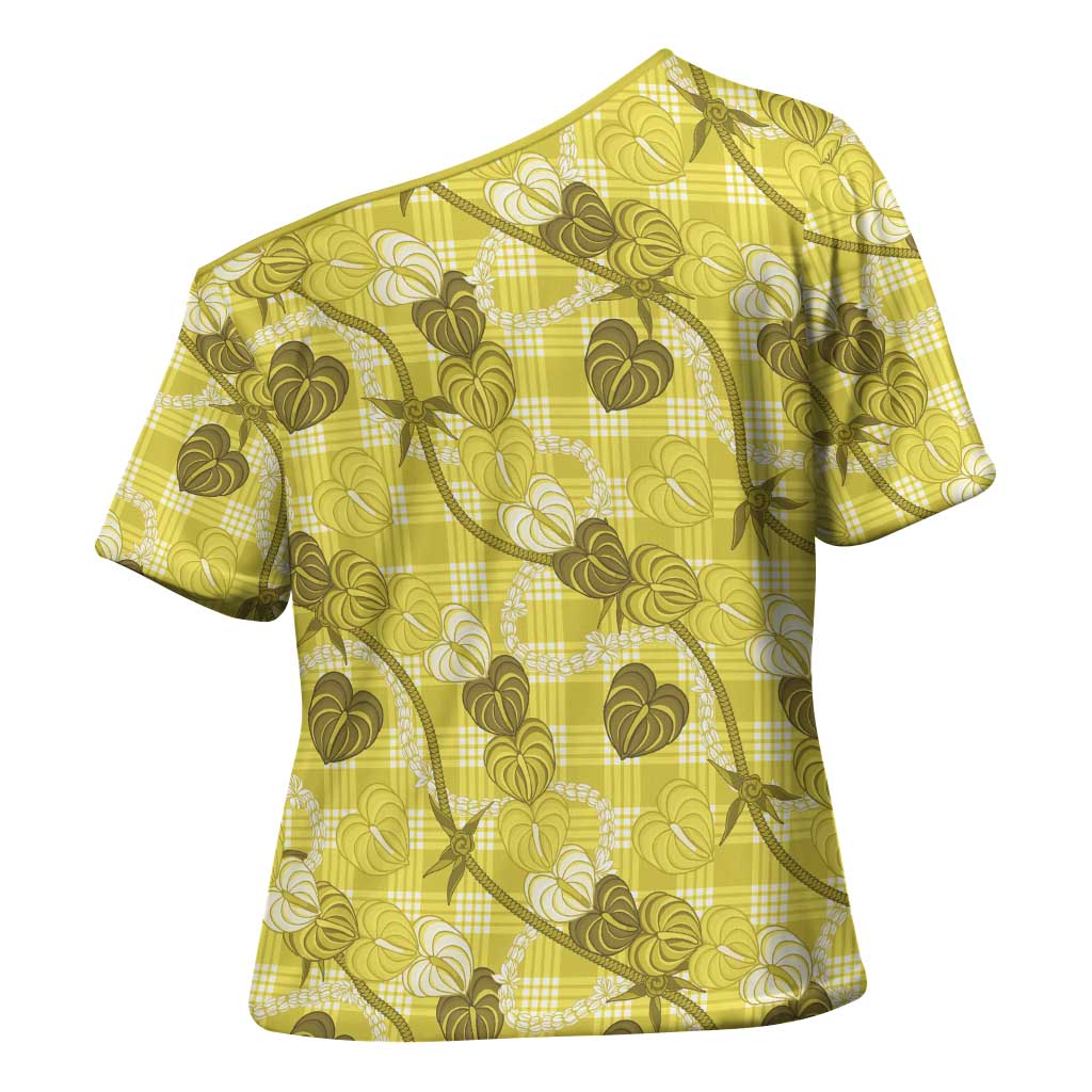 Anthurium Pikake Ti Leaf Palaka Cross Shoulder Shirt Yellow Version