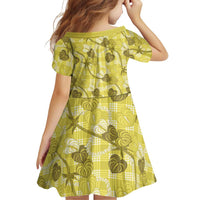 Anthurium Pikake Ti Leaf Palaka Family Matching Mermaid Dress and Hawaiian Shirt Yellow Version