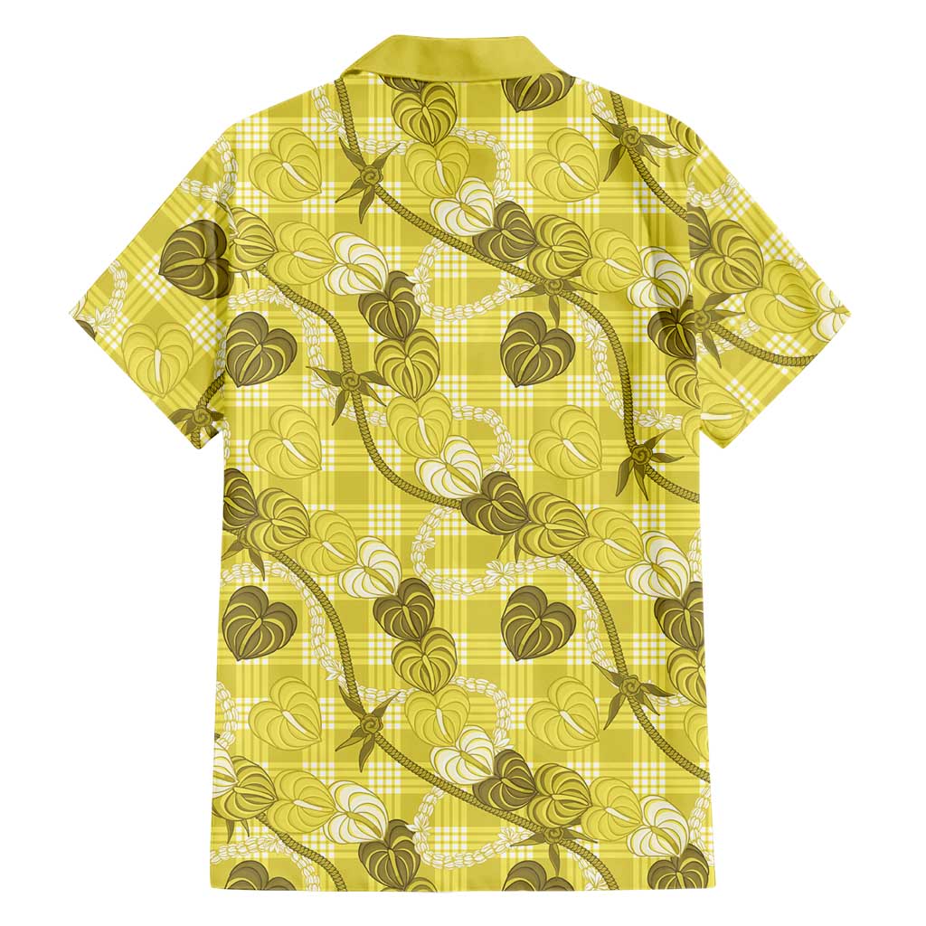 Anthurium Pikake Ti Leaf Palaka Family Matching Mermaid Dress and Hawaiian Shirt Yellow Version