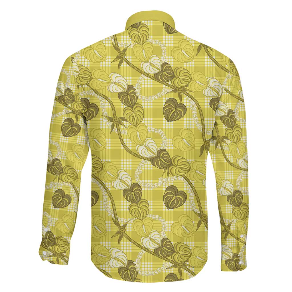 Anthurium Pikake Ti Leaf Palaka Family Matching Summer Maxi Dress and Hawaiian Shirt Yellow Version