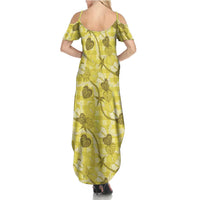 Anthurium Pikake Ti Leaf Palaka Family Matching Summer Maxi Dress and Hawaiian Shirt Yellow Version