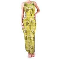 Anthurium Pikake Ti Leaf Palaka Family Matching Tank Maxi Dress and Hawaiian Shirt Yellow Version