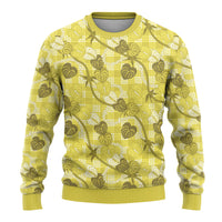 Anthurium Pikake Ti Leaf Palaka Ugly Christmas Sweater Yellow Version LT01 - Polynesian Pride