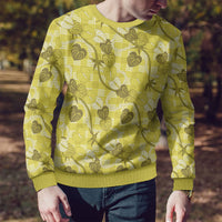 Anthurium Pikake Ti Leaf Palaka Ugly Christmas Sweater Yellow Version LT01 - Polynesian Pride