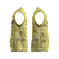 Anthurium Pikake Ti Leaf Palaka Christmas Knitted V-Neck Vest Yellow Version LT01 - Polynesian Pride