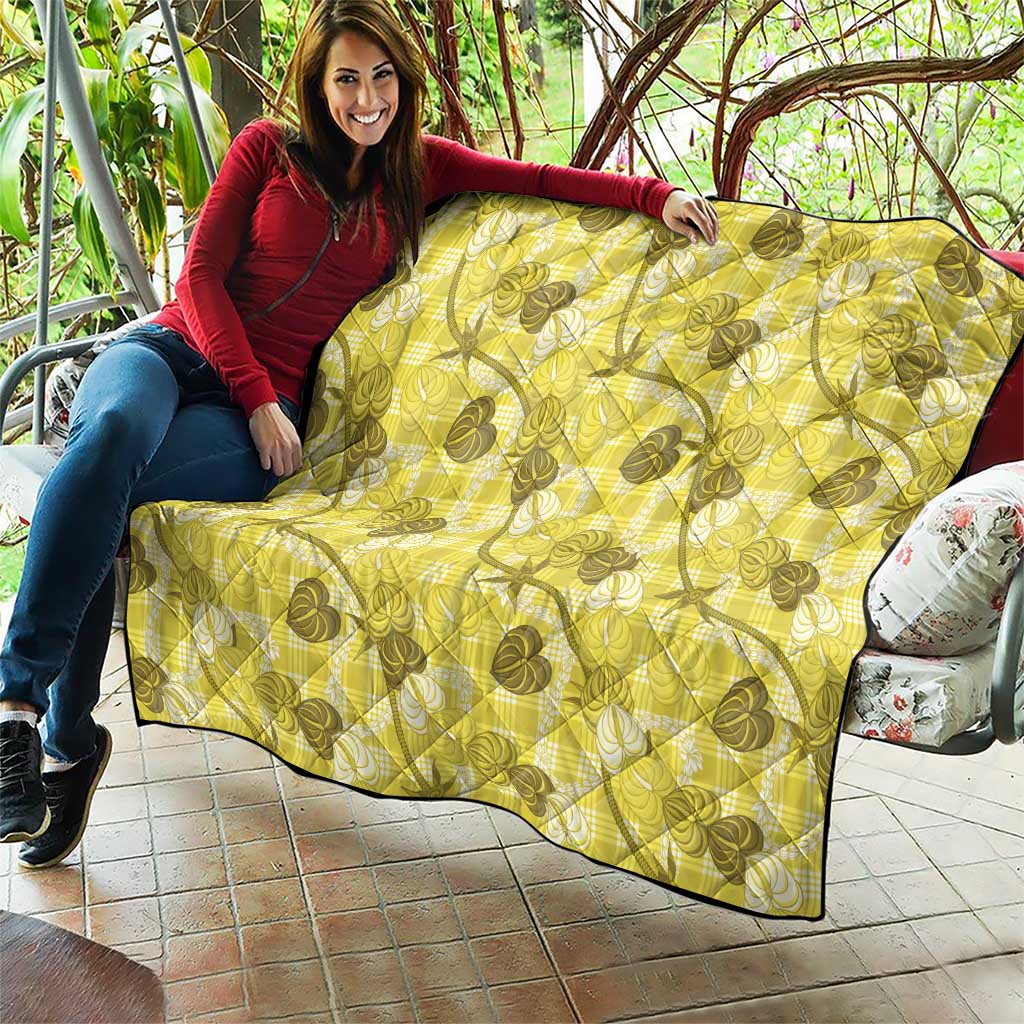 Anthurium Pikake Ti Leaf Palaka Quilt Yellow Version
