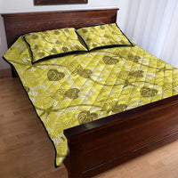 Anthurium Pikake Ti Leaf Palaka Quilt Bed Set Yellow Version