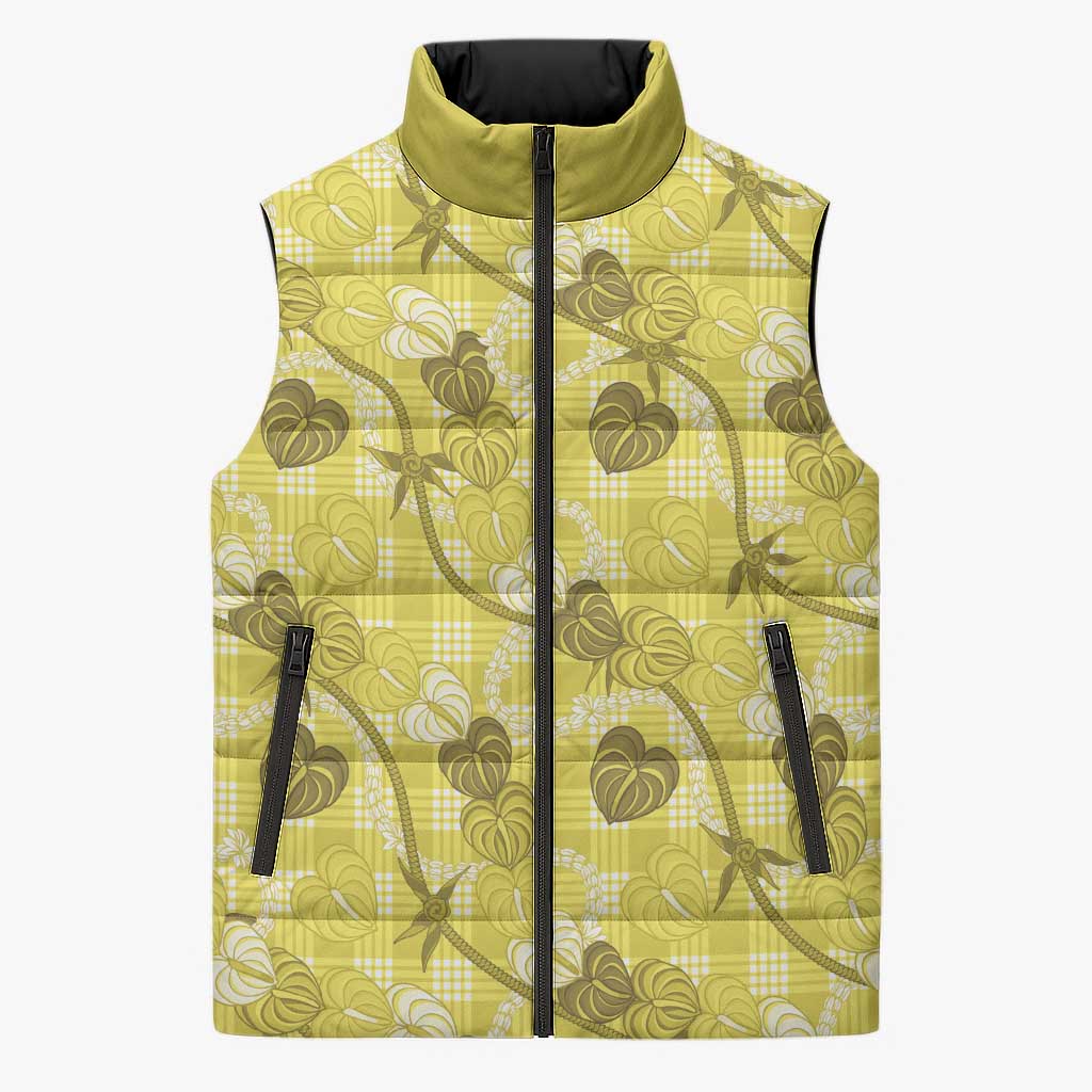 Anthurium Pikake Ti Leaf Palaka Sleeveless Puffer Jacket Yellow Version