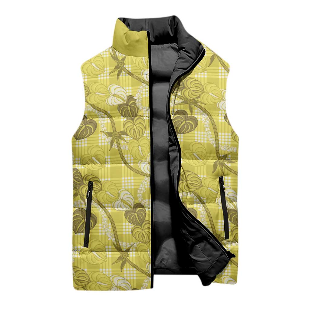 Anthurium Pikake Ti Leaf Palaka Sleeveless Puffer Jacket Yellow Version