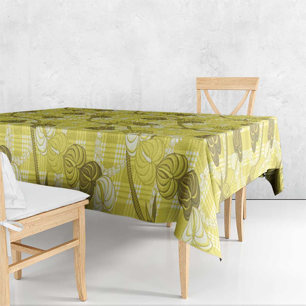Anthurium Pikake Ti Leaf Palaka Tablecloth Yellow Version LT01 - Polynesian Pride