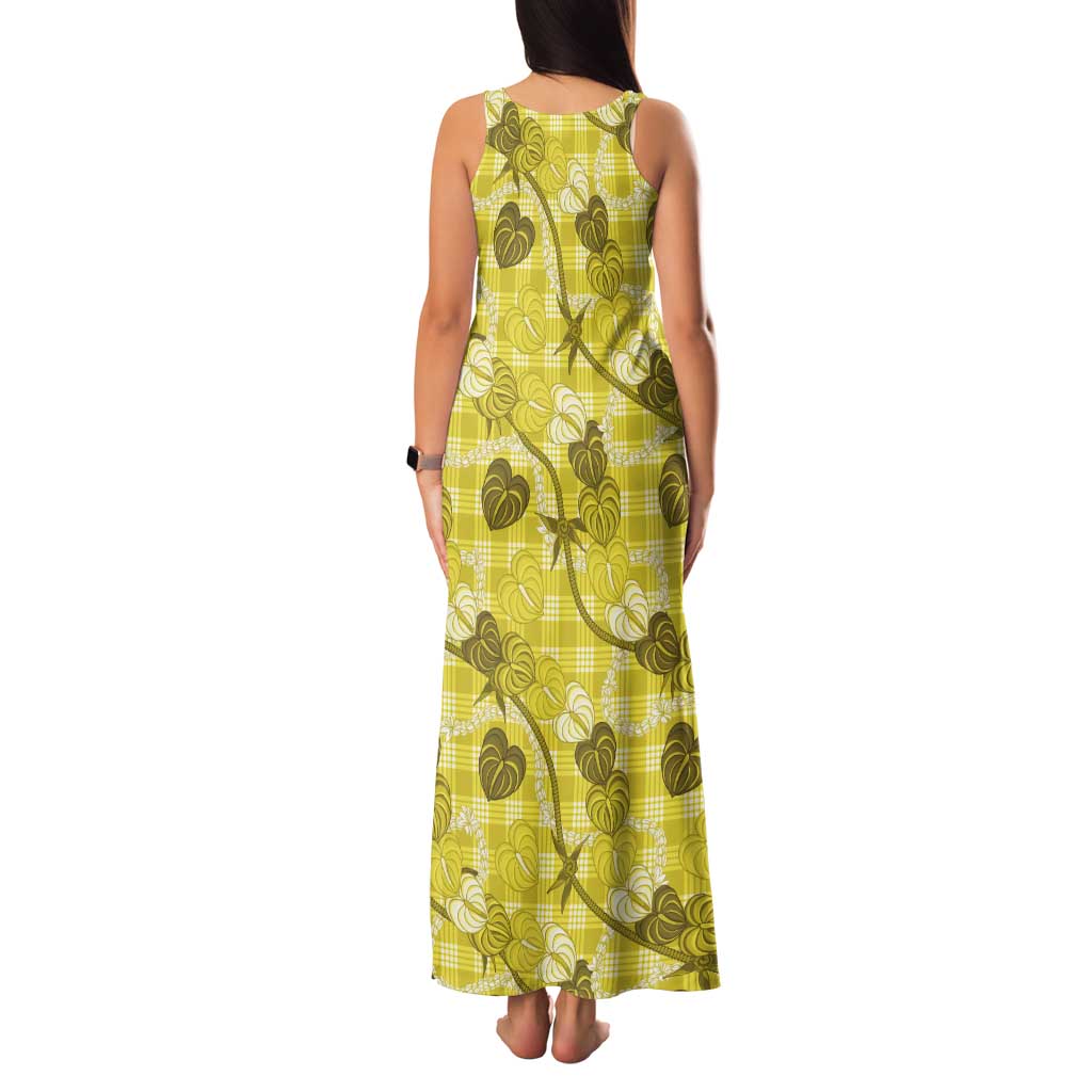 Anthurium Pikake Ti Leaf Palaka Tank Maxi Dress Yellow Version