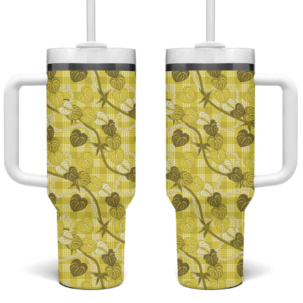 Anthurium Pikake Ti Leaf Palaka Tumbler With Handle Yellow Version