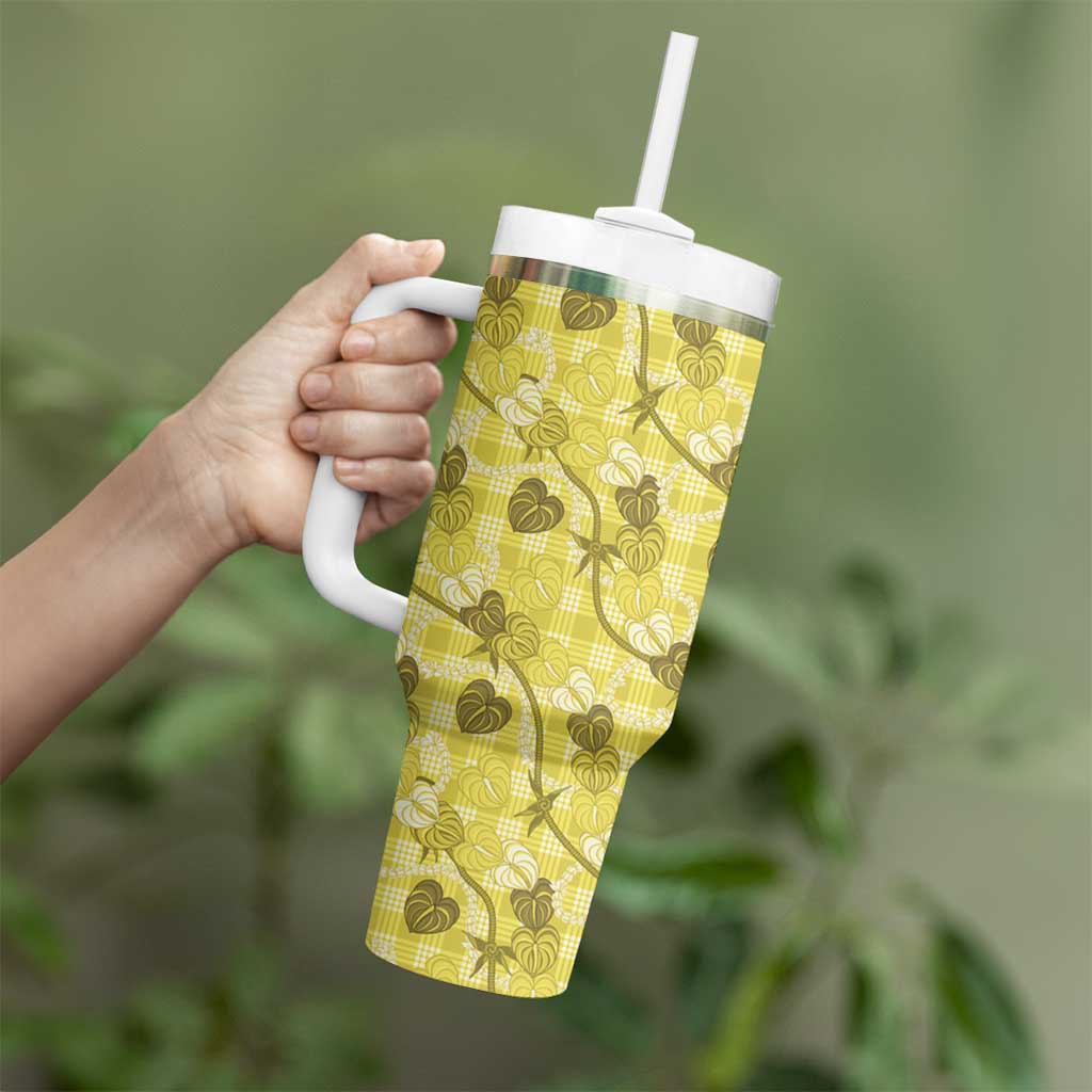 Anthurium Pikake Ti Leaf Palaka Tumbler With Handle Yellow Version