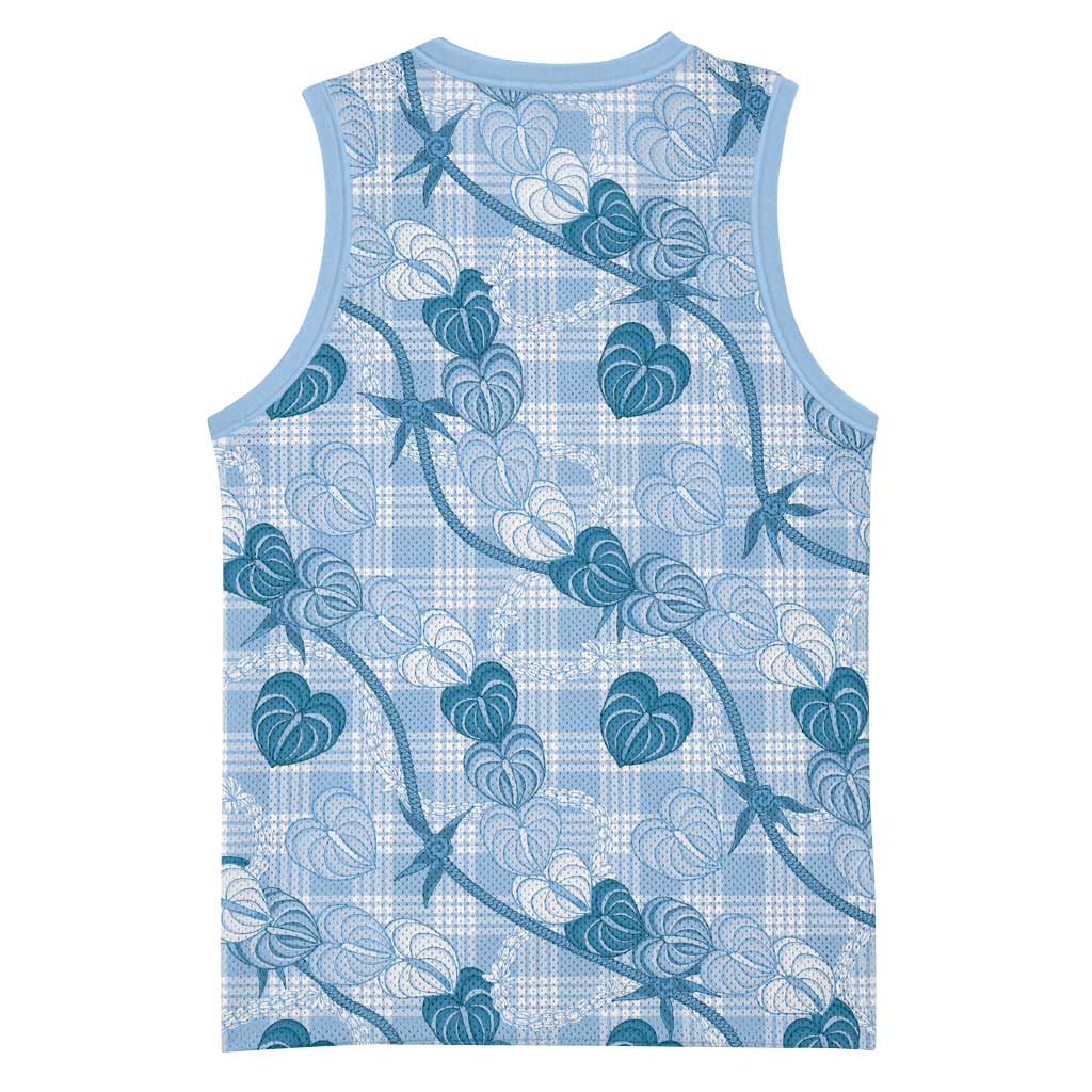 Anthurium Pikake Ti Leaf Palaka Basketball Jersey Blue Version