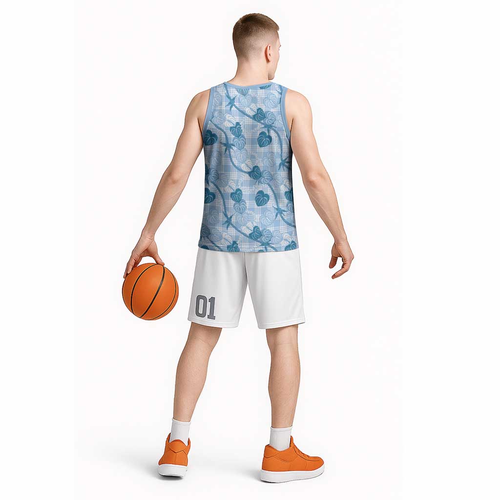 Anthurium Pikake Ti Leaf Palaka Basketball Jersey Blue Version