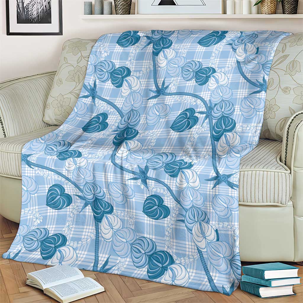 Anthurium Pikake Ti Leaf Palaka Blanket Blue Version