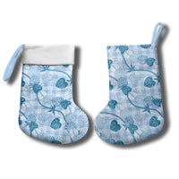 Anthurium Pikake Ti Leaf Palaka Christmas Stocking Blue Version LT01 - Polynesian Pride