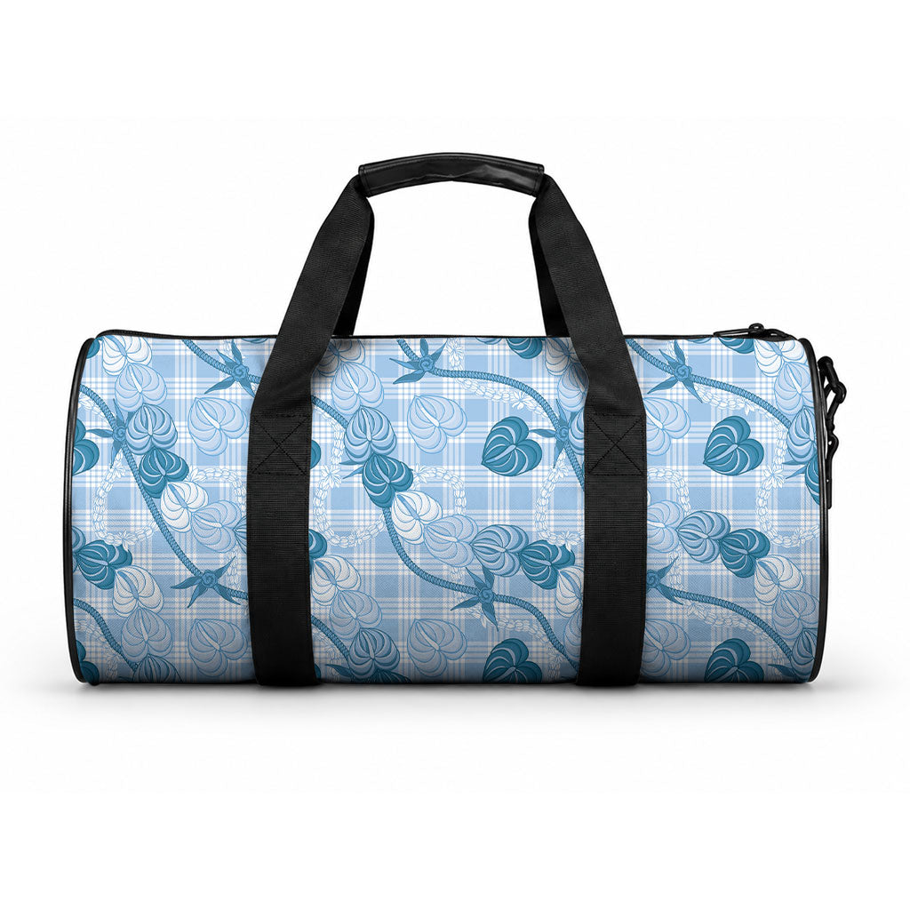 Anthurium Pikake Ti Leaf Palaka Duffle Bag Blue Version LT01 One size Blue - Polynesian Pride