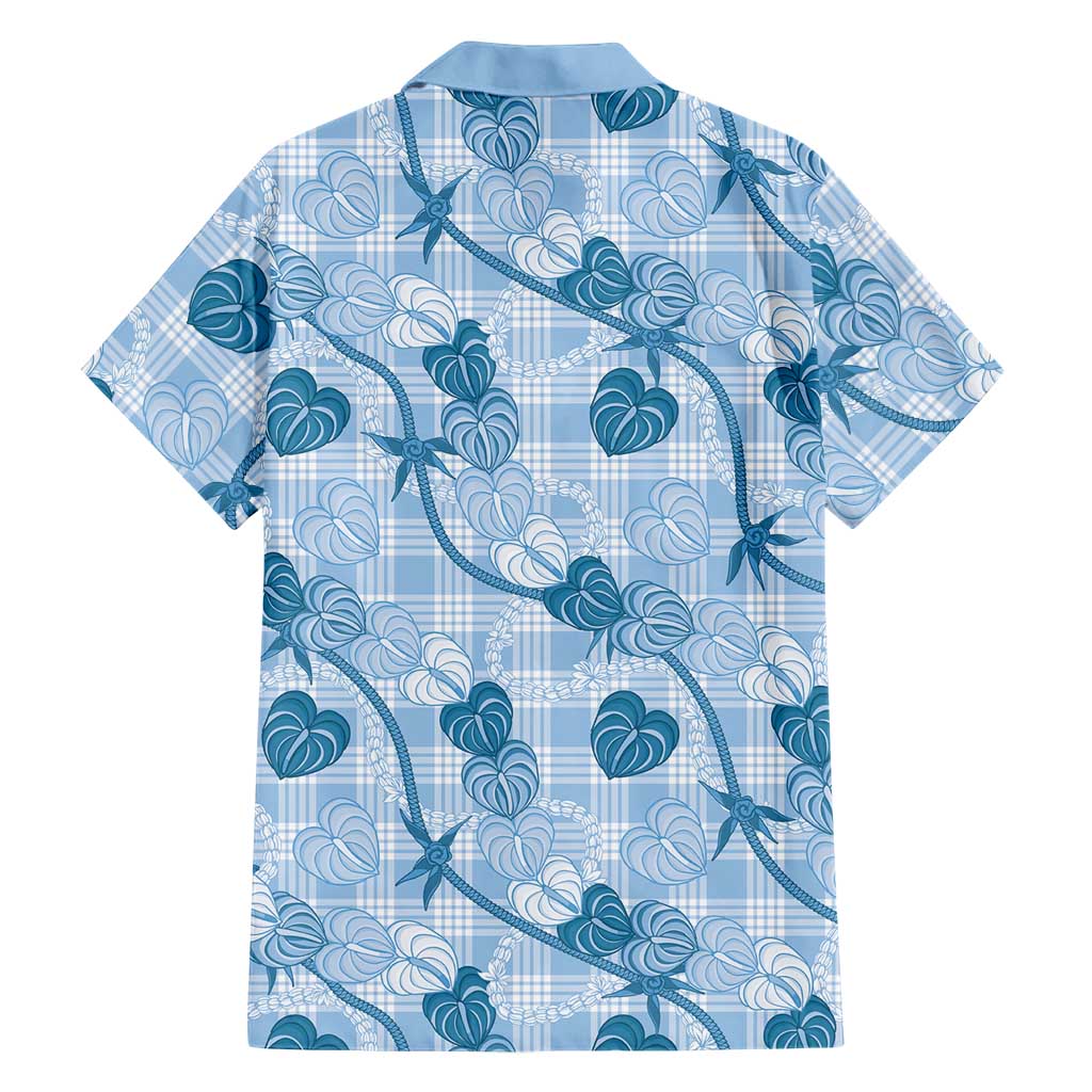 Anthurium Pikake Ti Leaf Palaka Family Matching Summer Maxi Dress and Hawaiian Shirt Blue Version