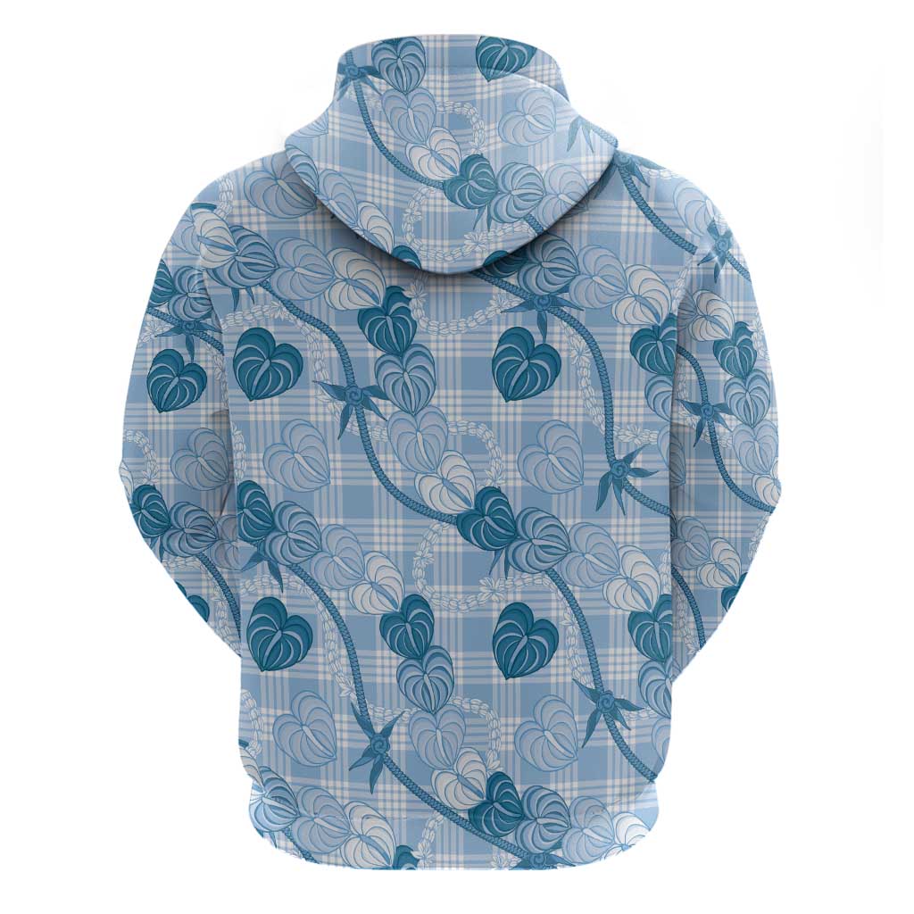 Anthurium Pikake Ti Leaf Palaka Hoodie Blue Version