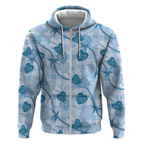 Anthurium Pikake Ti Leaf Palaka Hoodie Blue Version