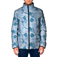 Anthurium Pikake Ti Leaf Palaka Padded Jacket Blue Version