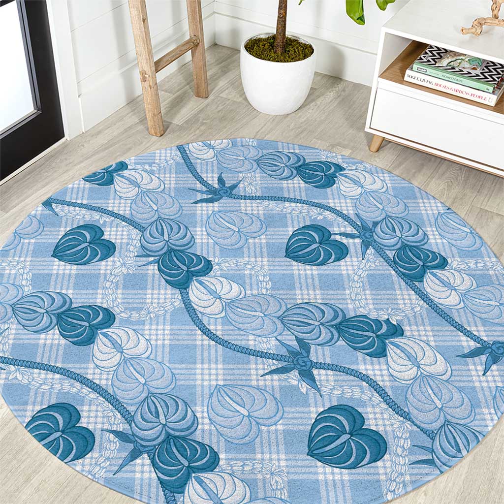 Anthurium Pikake Ti Leaf Palaka Round Carpet Blue Version