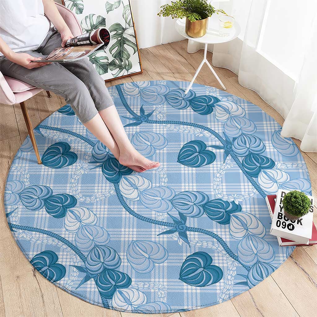 Anthurium Pikake Ti Leaf Palaka Round Carpet Blue Version